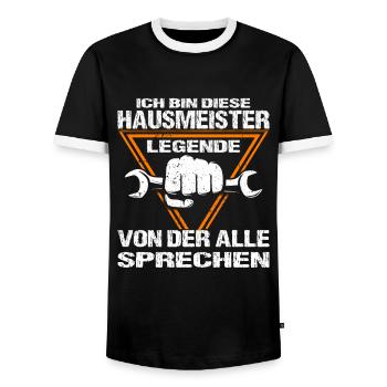 Hausmeister Hausverwaltung Heimwerker - Männer Kontrast-T-Shirt - Schwarz/Weiß - Vorne - AI Model Female 172 light (172cm) & AI Model Male 178 light (178cm)