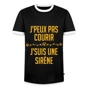 je peux pas courir je suis une sirène - T-shirt contrasté Homme - noir/blanc - Devant - AI Model Female 172 light (172cm) & AI Model Male 178 light (178cm)