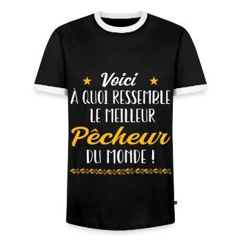 Voici à quoi ressemble meilleur pêcheur du monde - T-shirt contrasté Homme - noir/blanc - Devant - AI Model Female 172 light (172cm) & AI Model Male 178 light (178cm)
