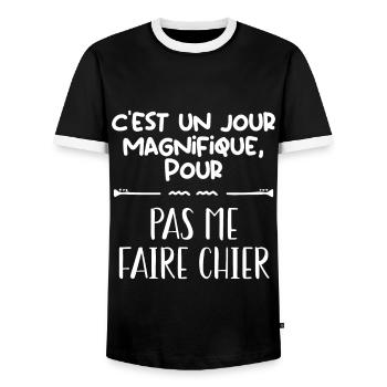 J'aime pas les gens !! - T-shirt contrasté Homme - noir/blanc - Devant - AI Model Female 172 light (172cm) & AI Model Male 178 light (178cm)