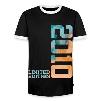 16. GEBURTSTAG LIMITED EDITION 2010 - Männer Kontrast-T-Shirt - Schwarz/Weiß - Vorne - AI Model Female 172 light (172cm) & AI Model Male 178 light (178cm)