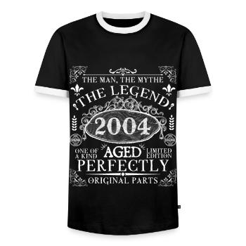 2004| Vintage Perfectly seit 2004 Geburtstag - Männer Kontrast-T-Shirt - Schwarz/Weiß - Vorne - AI Model Female 172 light (172cm) & AI Model Male 178 light (178cm)
