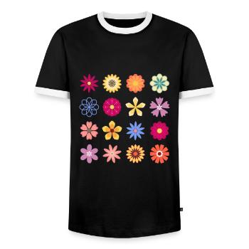 Blumen, Vintage-Blumen, Gartenblumen, rosa Rose Fl - Männer Kontrast-T-Shirt - Schwarz/Weiß - Vorne - AI Model Female 172 light (172cm) & AI Model Male 178 light (178cm)