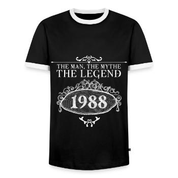1988 | Vintage Legend seit 1988 Geburtstag - Männer Kontrast-T-Shirt - Schwarz/Weiß - Vorne - AI Model Female 172 light (172cm) & AI Model Male 178 light (178cm)