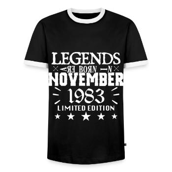 November 1983 | birthday 1983 legends are born - T-shirt contrasté Homme - noir/blanc - Devant - AI Model Female 172 light (172cm) & AI Model Male 178 light (178cm)