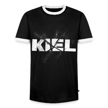 Kiel Allemagne City Font Grunge Splash - T-shirt contrasté Homme - noir/blanc - Devant - AI Model Female 172 light (172cm) & AI Model Male 178 light (178cm)