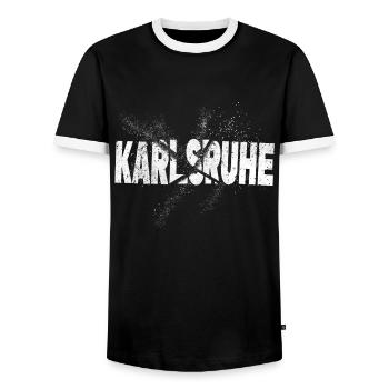 Karlsruhe Allemagne City Font Grunge Splash - T-shirt contrasté Homme - noir/blanc - Devant - AI Model Female 172 light (172cm) & AI Model Male 178 light (178cm)