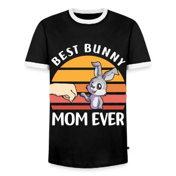 Rabbits Mama | Pets Rabbit Rodents Gift Idea - Men's Ringer Shirt - black/white - Front - AI Model Female 172 light (172cm) & AI Model Male 178 light (178cm)