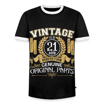 Vintage 21 ans - cadeau d'anniversaire 21 ans - T-shirt contrasté Homme - noir/blanc - Devant - AI Model Female 172 light (172cm) & AI Model Male 178 light (178cm)
