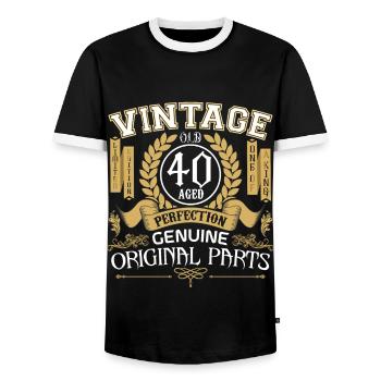 Vintage 40 years - birthday gift 40 years - Men's Ringer Shirt - black/white - Front - AI Model Female 172 light (172cm) & AI Model Male 178 light (178cm)