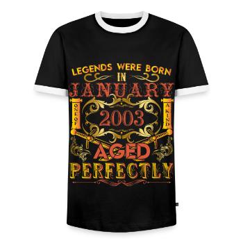 January 2003 - birthday 2003 legends were born. - T-shirt contrasté Homme - noir/blanc - Devant - AI Model Female 172 light (172cm) & AI Model Male 178 light (178cm)