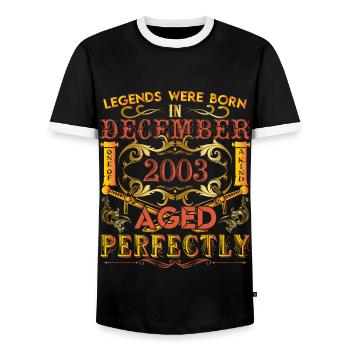 December 2003 - birthday 2003 legends were born. - T-shirt contrasté Homme - noir/blanc - Devant - AI Model Female 172 light (172cm) & AI Model Male 178 light (178cm)