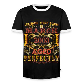 March 2003 - birthday 2003 legends were born. - T-shirt contrasté Homme - noir/blanc - Devant - AI Model Female 172 light (172cm) & AI Model Male 178 light (178cm)