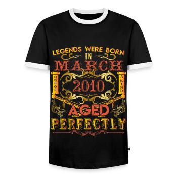 March 2010 - birthday 2010 legends were born. - T-shirt contrasté Homme - noir/blanc - Devant - AI Model Female 172 light (172cm) & AI Model Male 178 light (178cm)