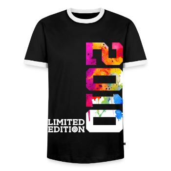 16. GEBURTSTAG LIMITED EDITION 2010 - Männer Kontrast-T-Shirt - Schwarz/Weiß - Vorne - AI Model Female 172 light (172cm) & AI Model Male 178 light (178cm)