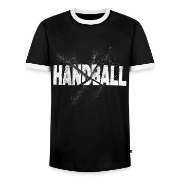 Handball Splash Grunge Handball Player Handball Player - T-shirt contrasté Homme - noir/blanc - Devant - AI Model Female 172 light (172cm) & AI Model Male 178 light (178cm)