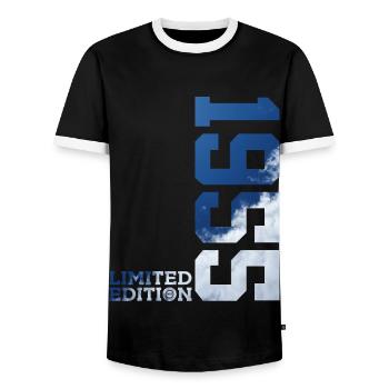ÉDITION LIMITÉE 71E ANNIVERSAIRE 1955 - T-shirt contrasté Homme - noir/blanc - Devant - AI Model Female 172 light (172cm) & AI Model Male 178 light (178cm)