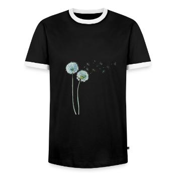 Löwenzahn Dandelion - Männer Kontrast-T-Shirt - Schwarz/Weiß - Vorne - AI Model Female 172 light (172cm) & AI Model Male 178 light (178cm)