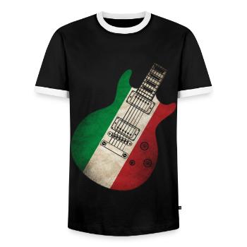 Italie Flag Guitare - T-shirt contrasté Homme - noir/blanc - Devant - AI Model Female 172 light (172cm) & AI Model Male 178 light (178cm)