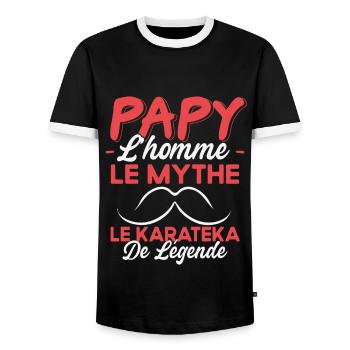 Papy Le Karateka De Légende Cadeau Karaté Humour - T-shirt contrasté Homme - noir/blanc - Devant - AI Model Female 172 light (172cm) & AI Model Male 178 light (178cm)