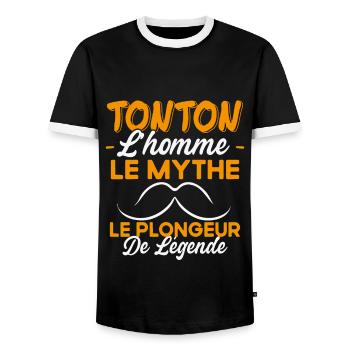 Tonton Plongeur De Légende Cadeau Plongée Humour - T-shirt contrasté Homme - noir/blanc - Devant - AI Model Female 172 light (172cm) & AI Model Male 178 light (178cm)