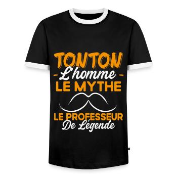 Tonton Le Prof De Légende Cadeau Humour - T-shirt contrasté Homme - noir/blanc - Devant - AI Model Female 172 light (172cm) & AI Model Male 178 light (178cm)