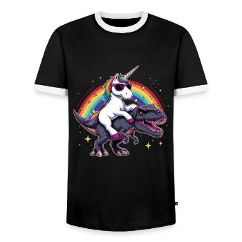 Licorne Dinosaure Cadeau T-Rex Pour Fille Amusant - T-shirt contrasté Homme - noir/blanc - Devant - AI Model Female 172 light (172cm) & AI Model Male 178 light (178cm)