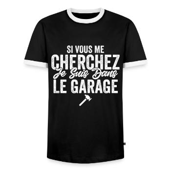 Garage Bricolage Outils Pour Papa Mécanicien - T-shirt contrasté Homme - noir/blanc - Devant - AI Model Female 172 light (172cm) & AI Model Male 178 light (178cm)