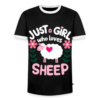 Sheep Sheep Farmer Lamb Farmer - Men's Ringer Shirt - black/white - Front - AI Model Female 172 light (172cm) & AI Model Male 178 light (178cm)