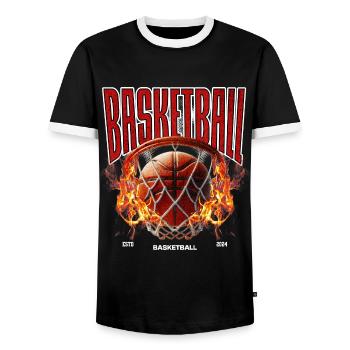 Basketball Basketballer - Männer Kontrast-T-Shirt - Schwarz/Weiß - Vorne - AI Model Female 172 light (172cm) & AI Model Male 178 light (178cm)