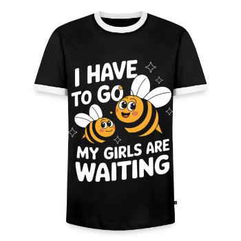 Honigbiene Imker Bienen Biene - Männer Kontrast-T-Shirt - Schwarz/Weiß - Vorne - AI Model Female 172 light (172cm) & AI Model Male 178 light (178cm)