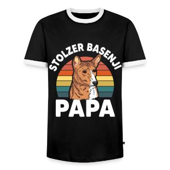 Proud Basenji Papa – Cadeau rétro pour les amoureux des chiens - T-shirt contrasté Homme - noir/blanc - Devant - AI Model Female 172 light (172cm) & AI Model Male 178 light (178cm)