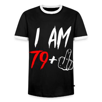 80th birthday middle finger 80 years gift - Men's Ringer Shirt - black/white - Front - AI Model Female 172 light (172cm) & AI Model Male 178 light (178cm)