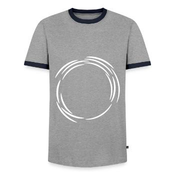 Circle design icon white line lines - Men's Ringer Shirt - grey/navy  - Front - AI Model Female 172 light (172cm) & AI Model Male 178 light (178cm)