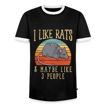 Lustig Ratte I Like Rats Maybe & 3 People Geschenk - Männer Kontrast-T-Shirt - Schwarz/Weiß - Vorne - AI Model Female 172 light (172cm) & AI Model Male 178 light (178cm)