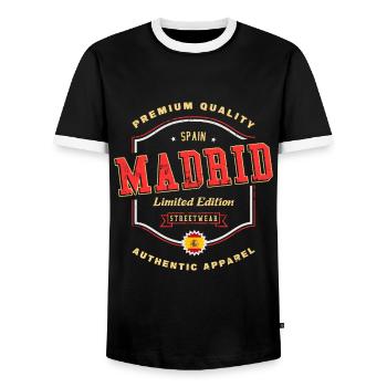Madrid Spanien Stadt Schrift Vintage Retro - Männer Kontrast-T-Shirt - Schwarz/Weiß - Vorne - AI Model Female 172 light (172cm) & AI Model Male 178 light (178cm)