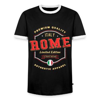 Rom Rome Italien Stadt Schrift Vintage Retro - Männer Kontrast-T-Shirt - Schwarz/Weiß - Vorne - AI Model Female 172 light (172cm) & AI Model Male 178 light (178cm)