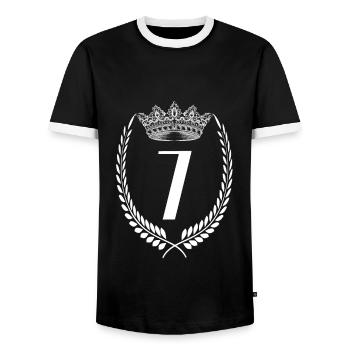 7th birthday Number anniversary 7 - Men's Ringer Shirt - black/white - Front - AI Model Female 172 light (172cm) & AI Model Male 178 light (178cm)