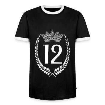 12th birthday Number anniversary 12 - Men's Ringer Shirt - black/white - Front - AI Model Female 172 light (172cm) & AI Model Male 178 light (178cm)