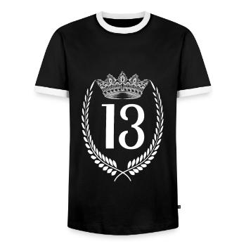 13. Geburtstag Zahl Jubiläum 13 - Männer Kontrast-T-Shirt - Schwarz/Weiß - Vorne - AI Model Female 172 light (172cm) & AI Model Male 178 light (178cm)