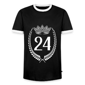 24th birthday Number anniversary 24 - Men's Ringer Shirt - black/white - Front - AI Model Female 172 light (172cm) & AI Model Male 178 light (178cm)