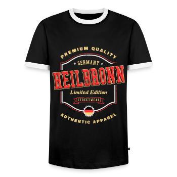 Heilbronn Deutschland Stadt Schrift Vintage Retro - Männer Kontrast-T-Shirt - Schwarz/Weiß - Vorne - AI Model Female 172 light (172cm) & AI Model Male 178 light (178cm)