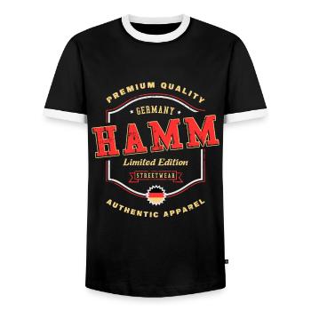 Hamm Deutschland Stadt Schrift Vintage Retro - Männer Kontrast-T-Shirt - Schwarz/Weiß - Vorne - AI Model Female 172 light (172cm) & AI Model Male 178 light (178cm)