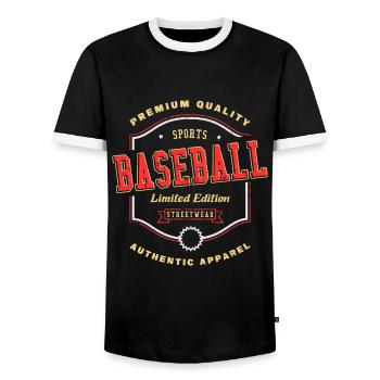 Baseball Sports Font Vintage Retro Home Run - Men's Ringer Shirt - black/white - Front - AI Model Female 172 light (172cm) & AI Model Male 178 light (178cm)