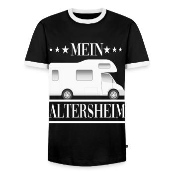 Camping Wohnmobil Altersheim Reisen Wohnwagen - Männer Kontrast-T-Shirt - Schwarz/Weiß - Vorne - AI Model Female 172 light (172cm) & AI Model Male 178 light (178cm)
