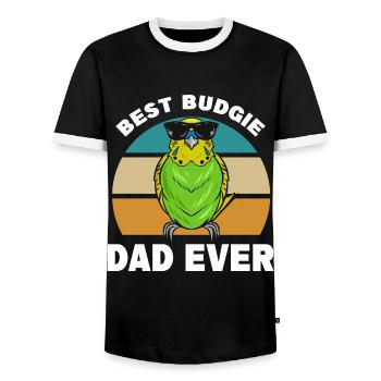 Budgerigar Papa | Animaux de compagnie Oiseaux Animaux Cadeau - T-shirt contrasté Homme - noir/blanc - Devant - AI Model Female 172 light (172cm) & AI Model Male 178 light (178cm)