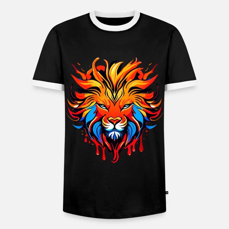 Löwe, Sternzeichen farbig - Männer Kontrast-T-Shirt - Schwarz/Weiß