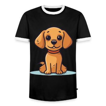 Cute dog design for dog owners - Men's Ringer Shirt - black/white - Front - AI Model Female 172 light (172cm) & AI Model Male 178 light (178cm)