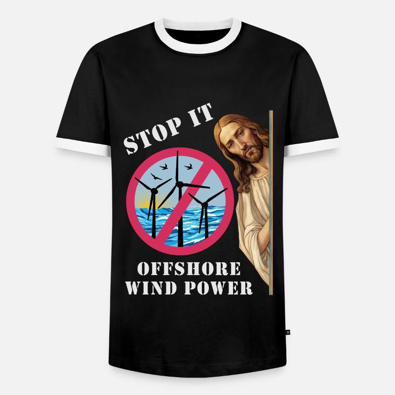 Offshore Windkraft Stopp - Männer Kontrast-T-Shirt - Schwarz/Weiß