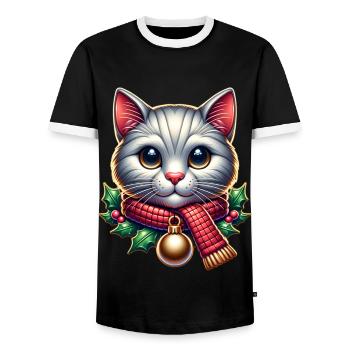 Katze - Männer Kontrast-T-Shirt - Schwarz/Weiß - Vorne - AI Model Female 172 light (172cm) & AI Model Male 178 light (178cm)
